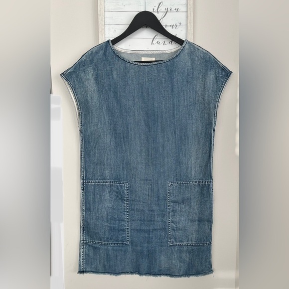 ARITZIA Wilfred Free Denim Dress Nori Frayed fringe hem. Jean dress oversized XS - Picture 10 of 16